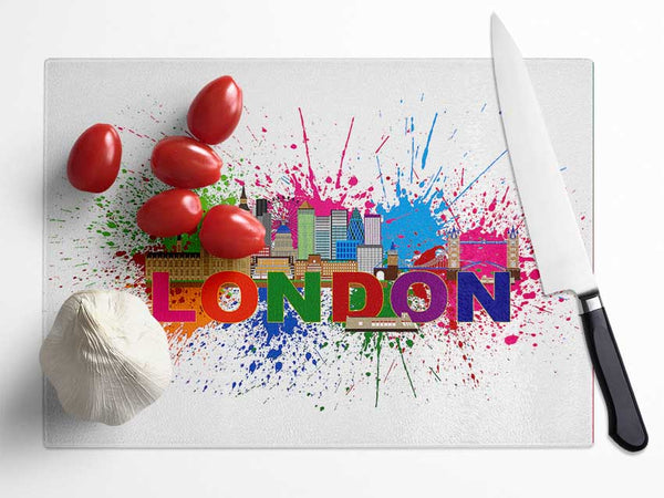 Rainbow London Splash 3 Glass Chopping Board