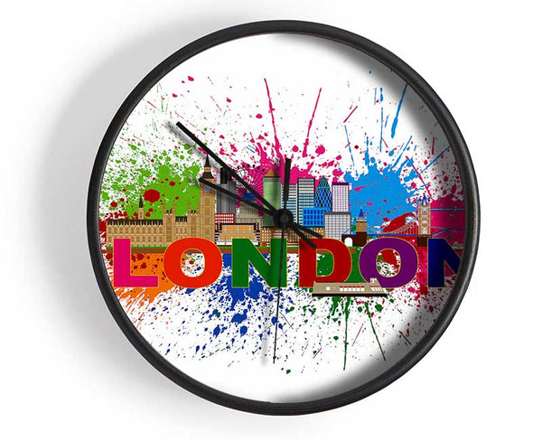 Rainbow London Splash 3 Clock - Wallart-Direct UK