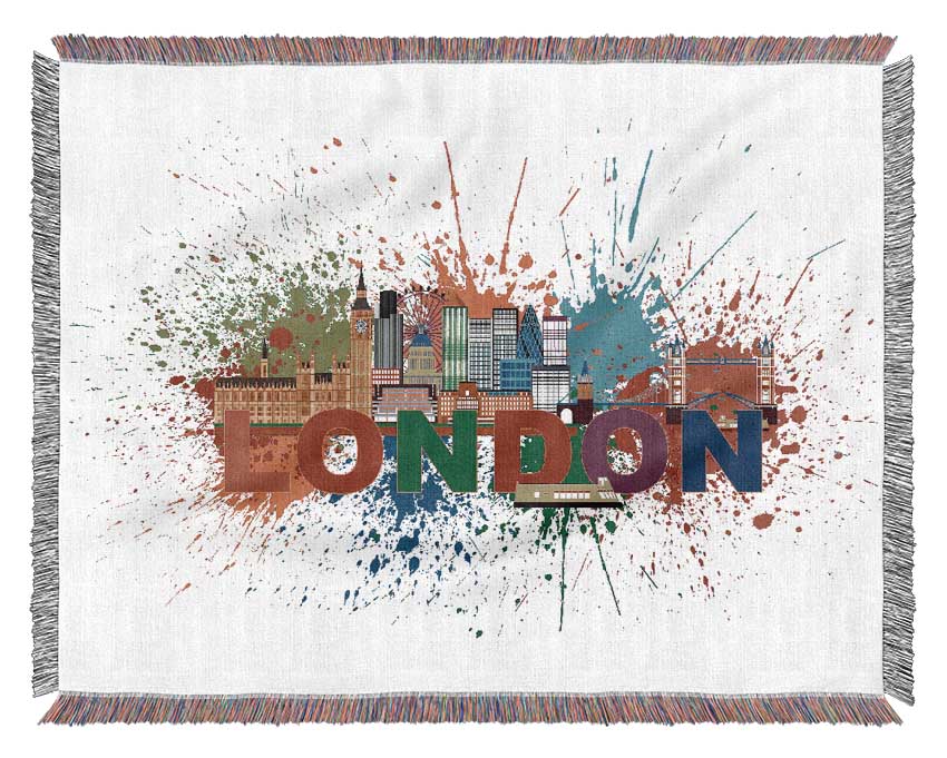 Rainbow London Splash 3 Woven Blanket