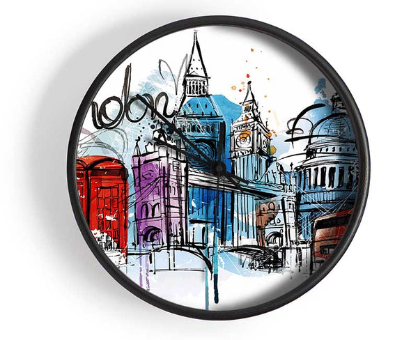 Iconic London Sites Clock - Wallart-Direct UK