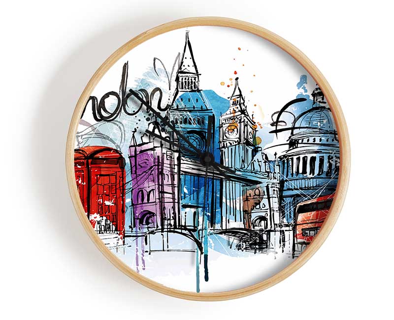 Iconic London Sites Clock - Wallart-Direct UK