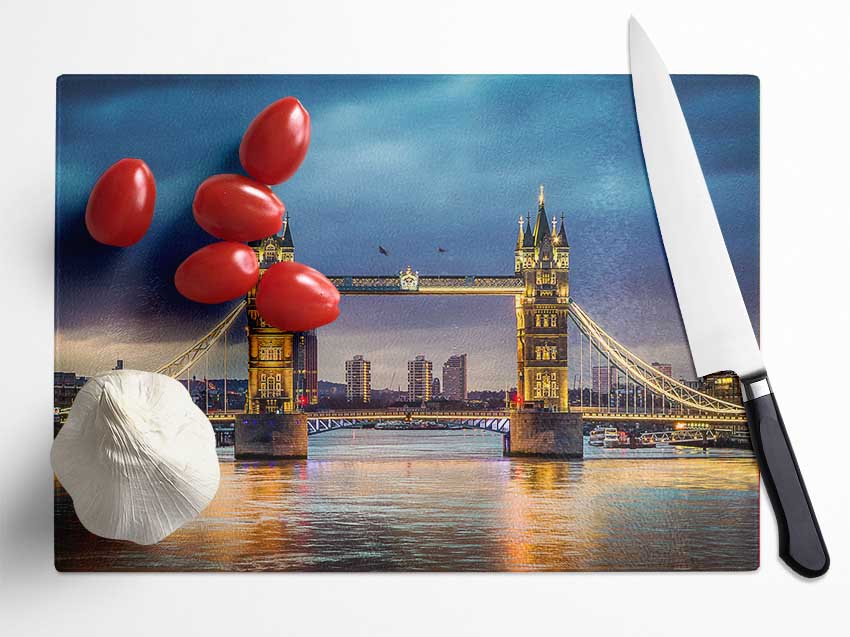 Tower Bridge Night Glow Glass Chopping Board