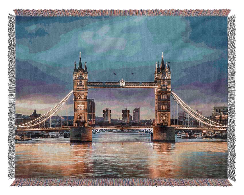 Tower Bridge Night Glow Woven Blanket