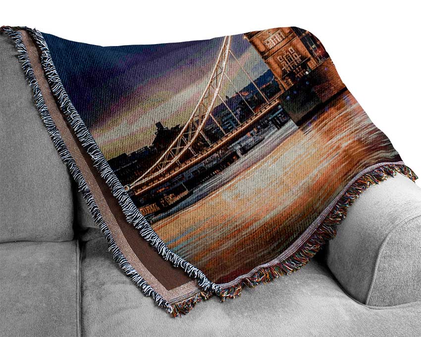 Tower Bridge Night Glow Woven Blanket