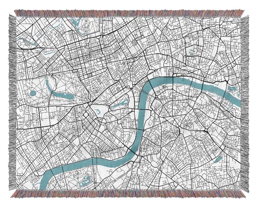 The Map Of London Thames 1 Woven Blanket