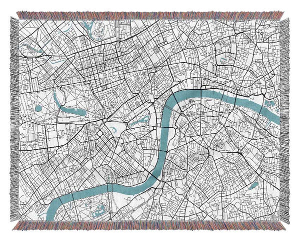 The Map Of London Thames 1 Woven Blanket