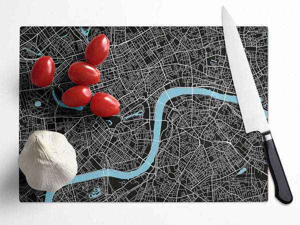 The Map Of London Thames 2 Glass Chopping Board