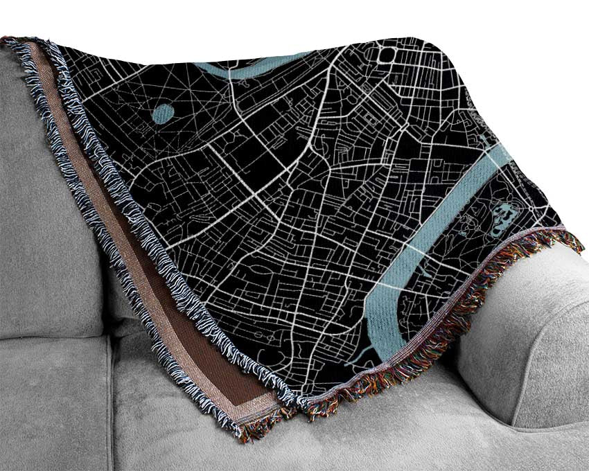 The Map Of London Thames 2 Woven Blanket