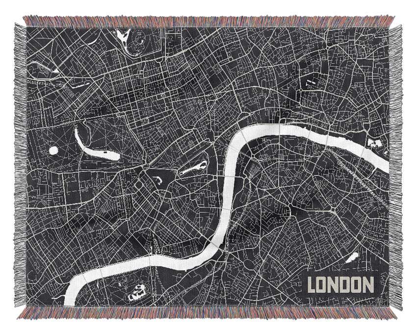 The Map Of London Thames 3 Woven Blanket