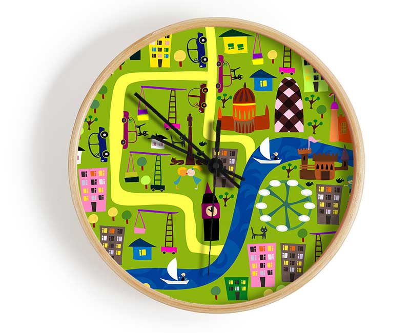 Childs Map Of The City Clock - Wallart-Direct UK