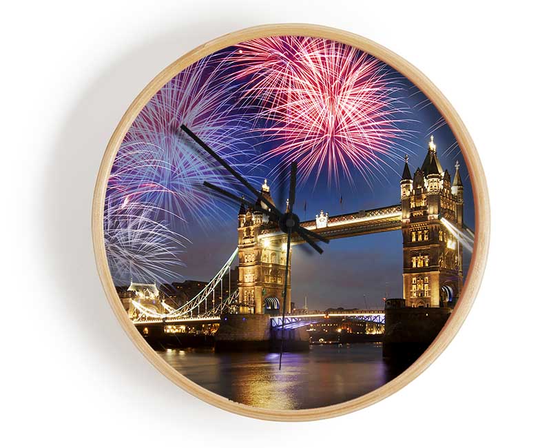 Fireworks Over Tower Bridge Clock - Wallart-Direct UK