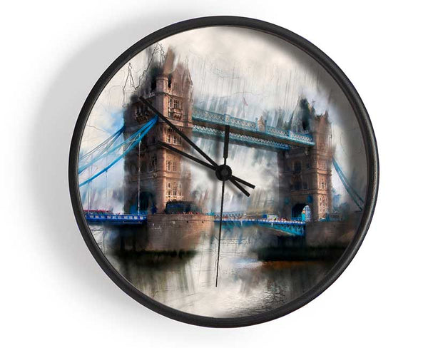 Tower Bridge Watercolour Clock - Wallart-Direct UK