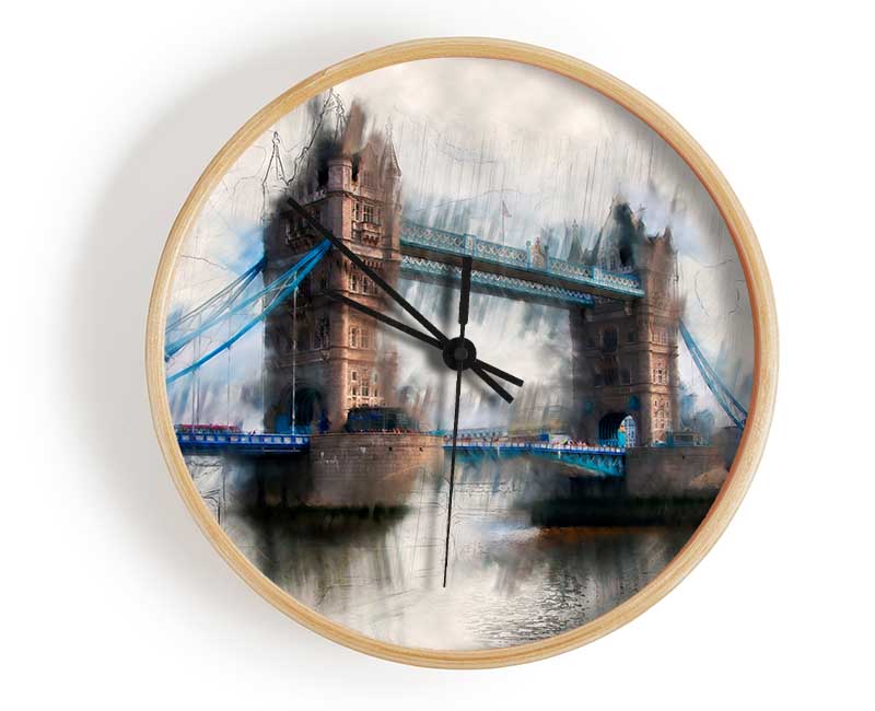 Tower Bridge Watercolour Clock - Wallart-Direct UK