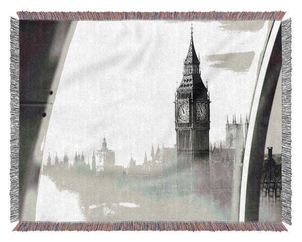 Big Ben Through The London Eye Mist Woven Blanket