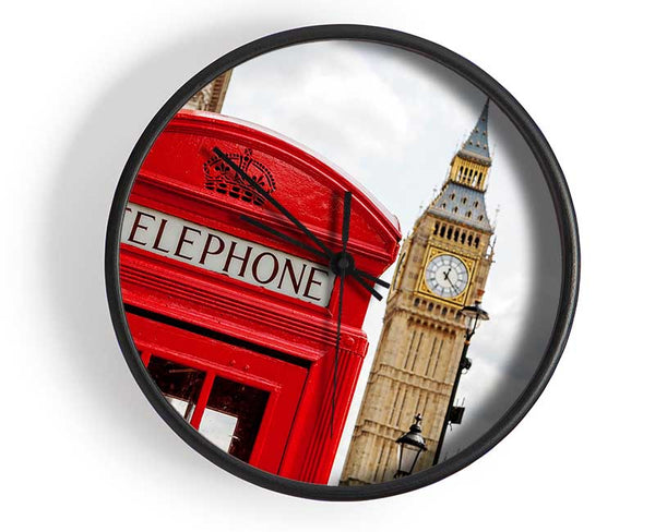 Red Telephone Box Next To Big Ben Clock - Wallart-Direct UK