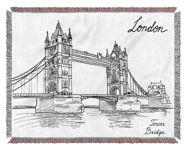 Tower Bridge Outline 7 Woven Blanket