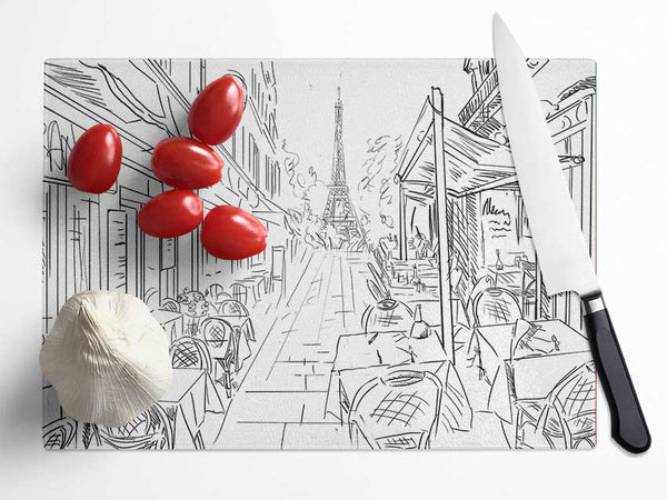 Eiffel Tower Streets 4 Glass Chopping Board