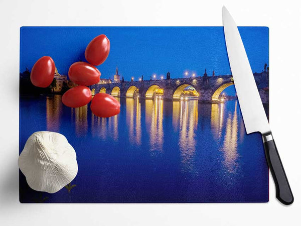 Charles Bridge Blues Glass Chopping Board