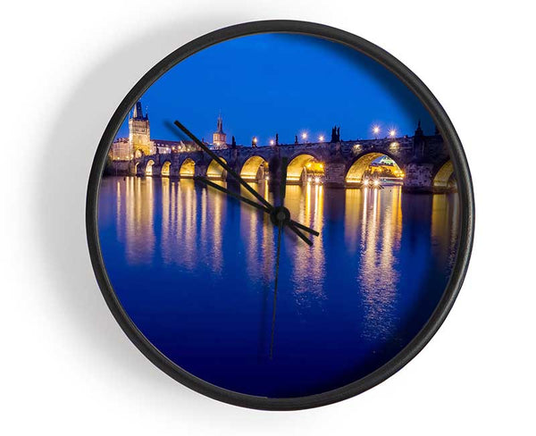 Charles Bridge Blues Clock - Wallart-Direct UK