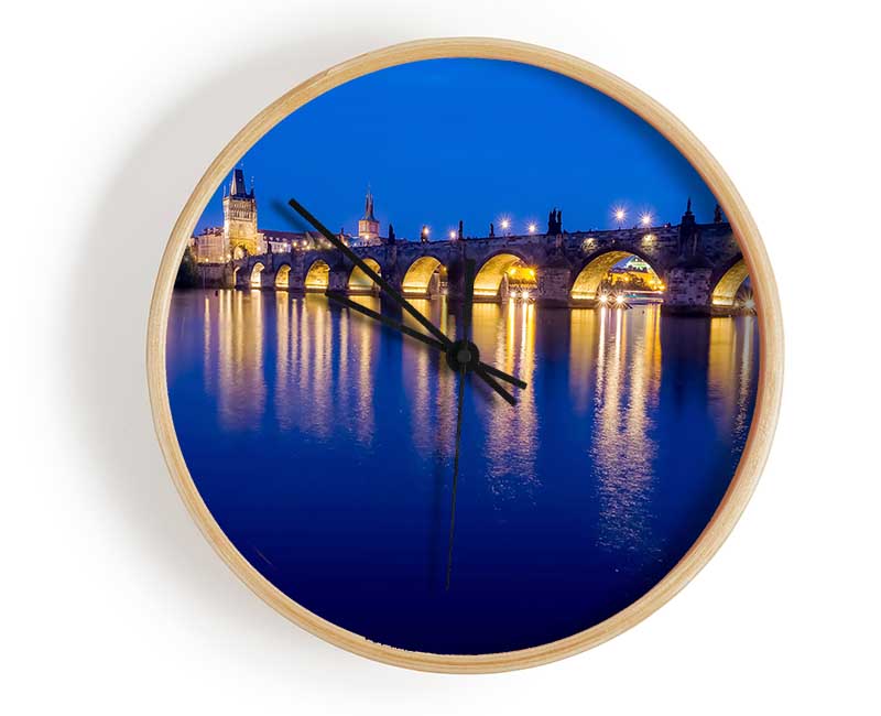 Charles Bridge Blues Clock - Wallart-Direct UK