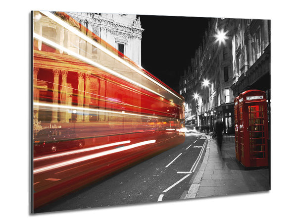 Red Bus Speeding Through The City