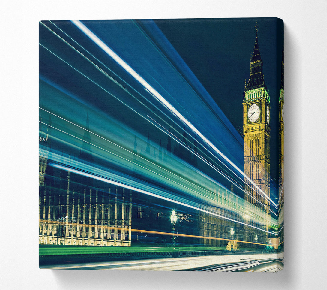 A Square Canvas Print Showing Big Ben Speed Of Light 6 Square Wall Art