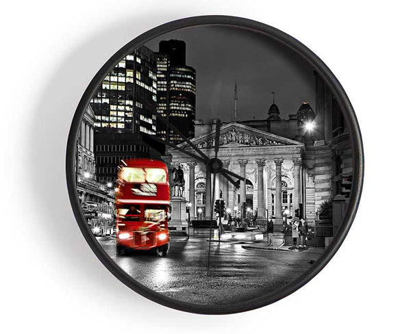 Red Bus In The Heart Of The City Clock - Wallart-Direct UK