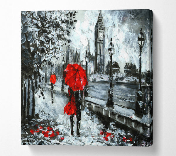 A Square Canvas Print Showing Lovers In The City Square Wall Art