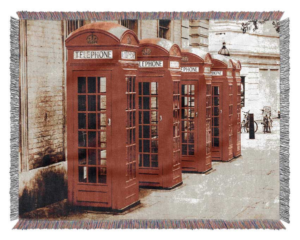 Red London Phone Boxes Woven Blanket