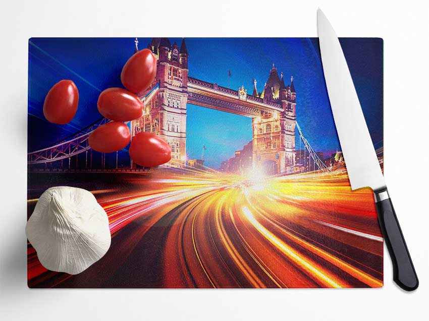 Tower Bridge Speed Of Light 2 Glass Chopping Board