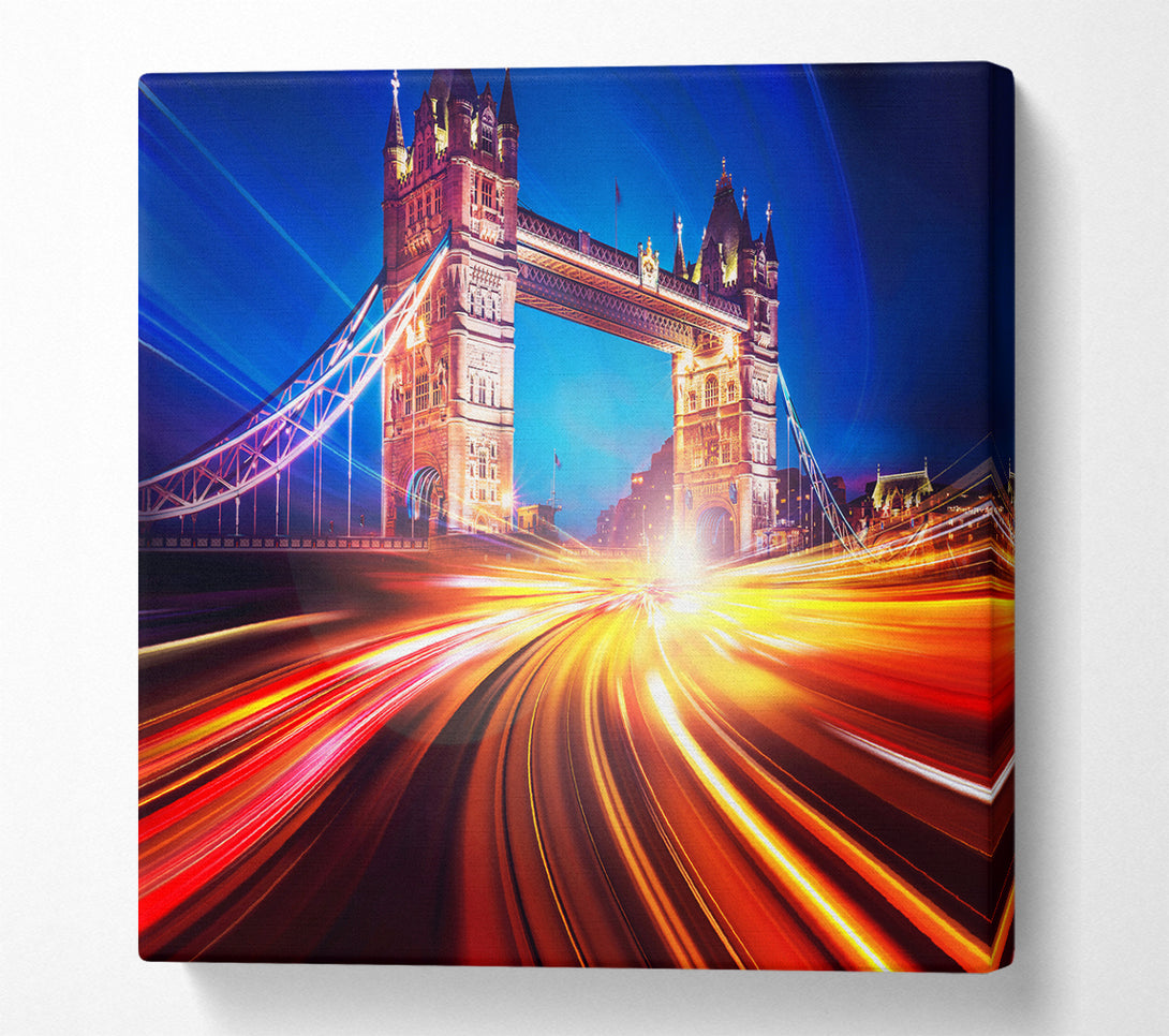 A Square Canvas Print Showing Tower Bridge Speed Of Light 2 Square Wall Art