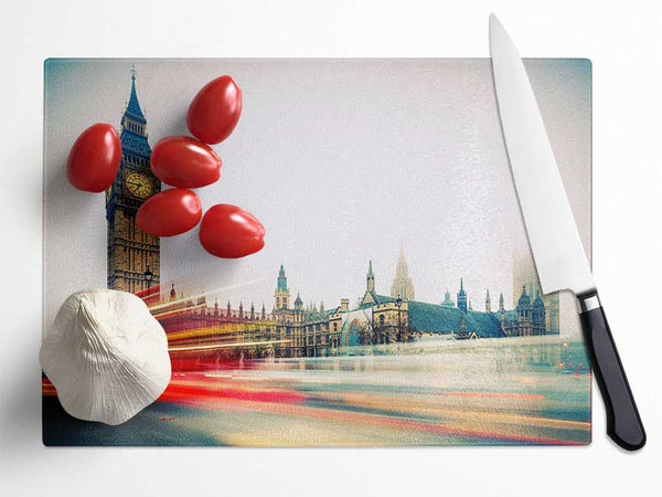 Big Ben Red Bus Bl Glass Chopping Board