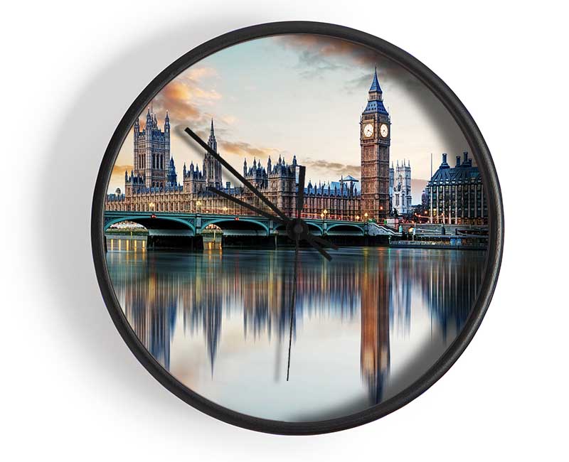 Stunning Reflections Of The Houses Of Parliament Clock - Wallart-Direct UK