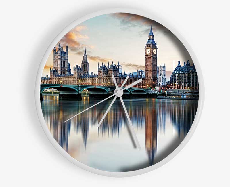 Stunning Reflections Of The Houses Of Parliament Clock - Wallart-Direct UK