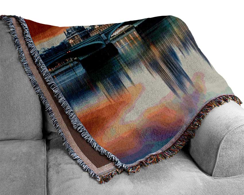 Stunning Reflections Of The Houses Of Parliament Woven Blanket