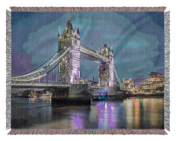 Tower Bridge Pink Glow Woven Blanket