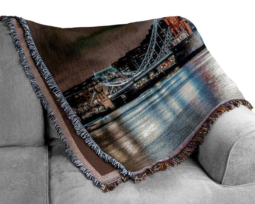 Chocolate Skies Over Tower Woven Blanket