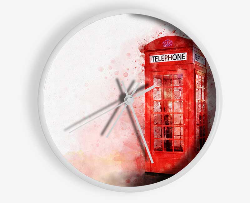 Red Phone Box Splash Clock - Wallart-Direct UK