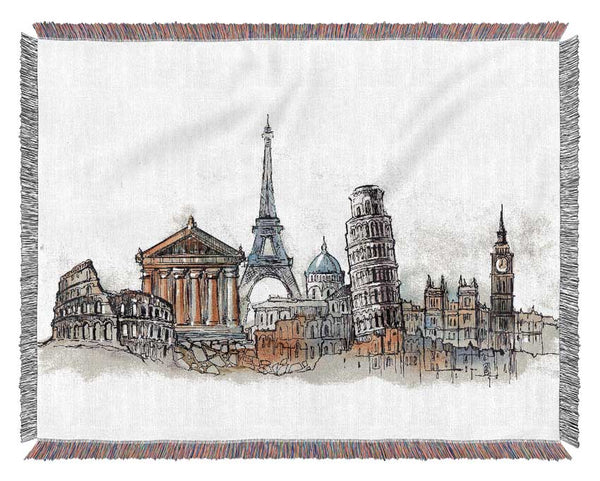 Famous Citys Of The Europe 4 Woven Blanket