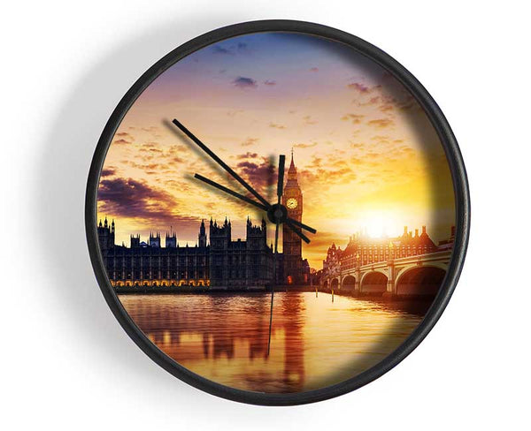 Sunset Over The Houses Of Parliament Clock - Wallart-Direct UK