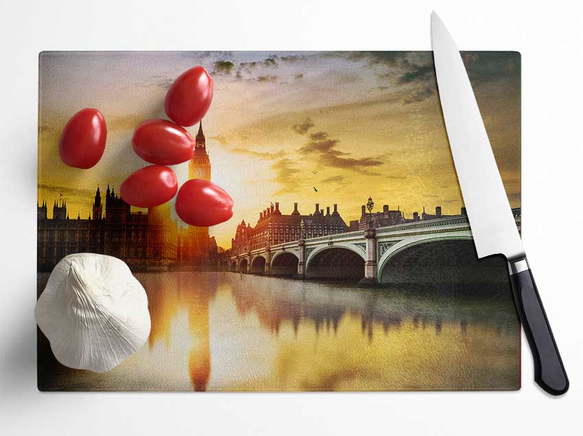 Sunset Through Big Ben Glass Chopping Board