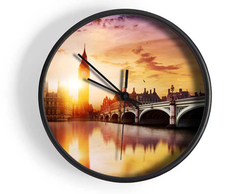 Sunset Over The Thames Clock - Wallart-Direct UK