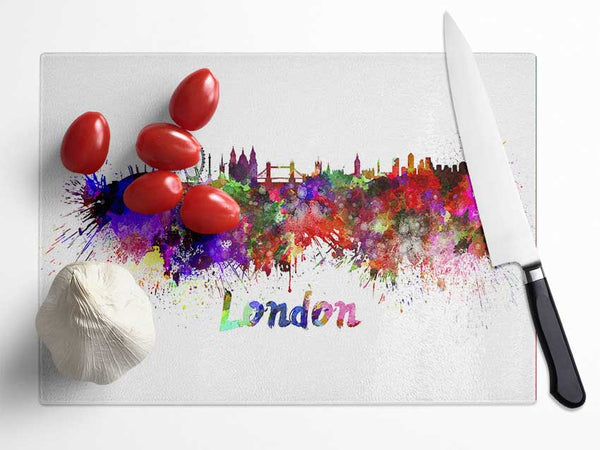 Rainbow London Splash 1 Glass Chopping Board