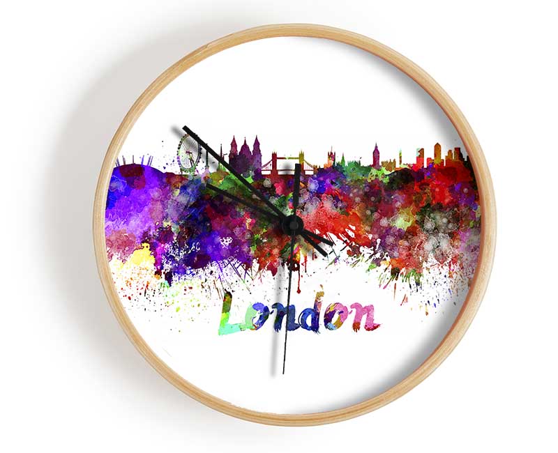 Rainbow London Splash 1 Clock - Wallart-Direct UK