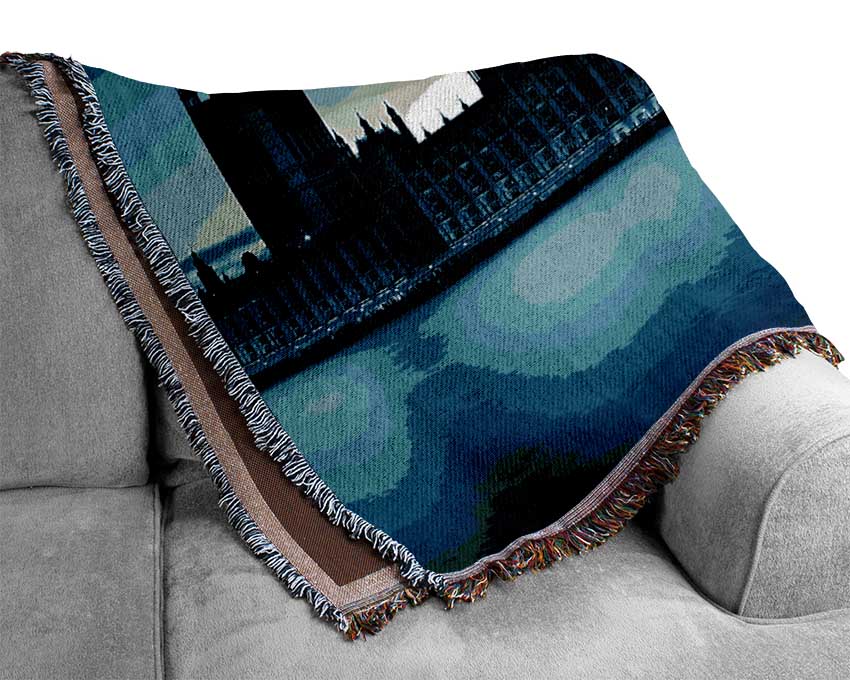 Houses Of Parliament Blues Woven Blanket