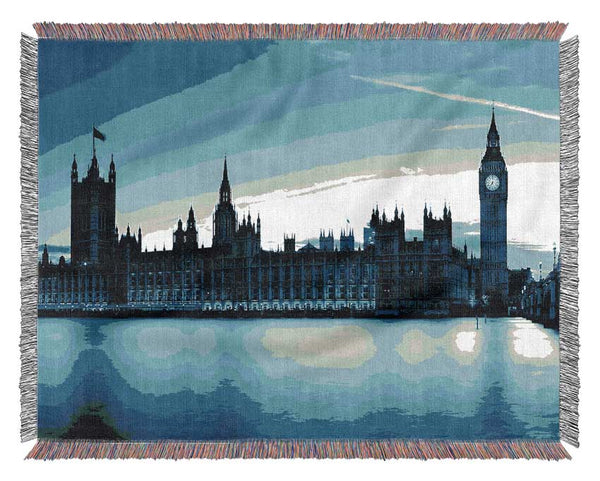 Houses Of Parliament Blues Woven Blanket