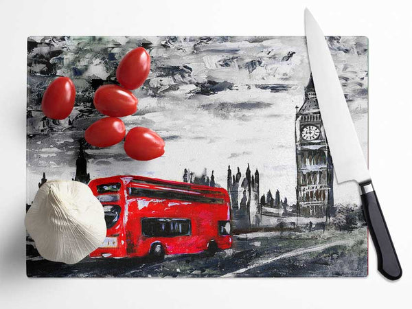 Big Ben Red Bus Glass Chopping Board