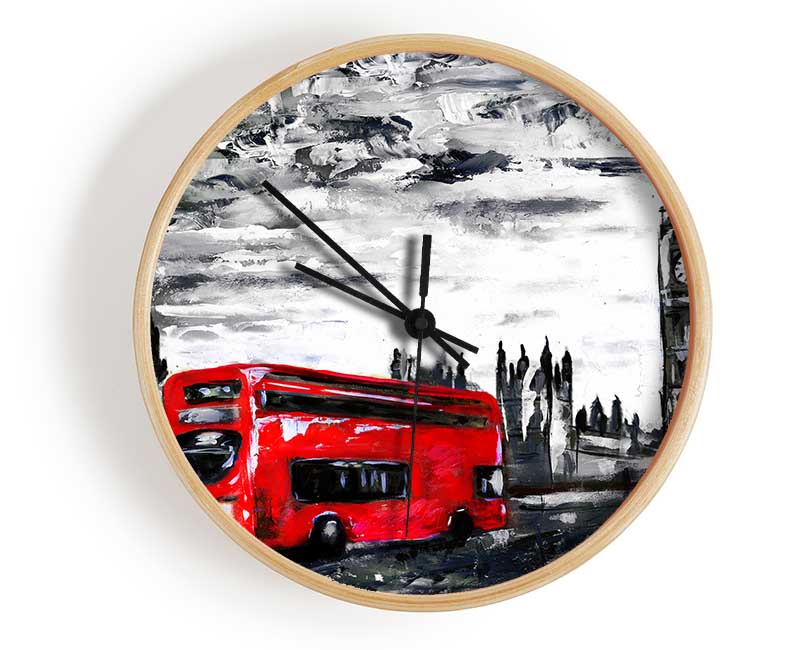 Big Ben Red Bus Clock - Wallart-Direct UK