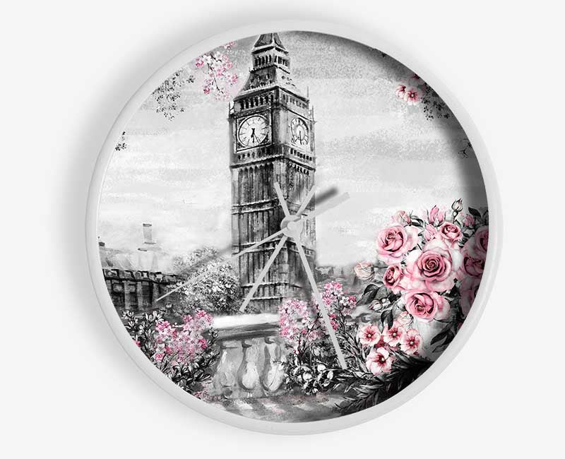 Big Ben Pink Roses Clock - Wallart-Direct UK