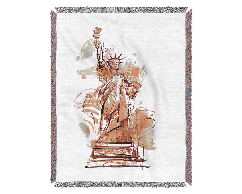 Golden Statue of Liberty Woven Blanket